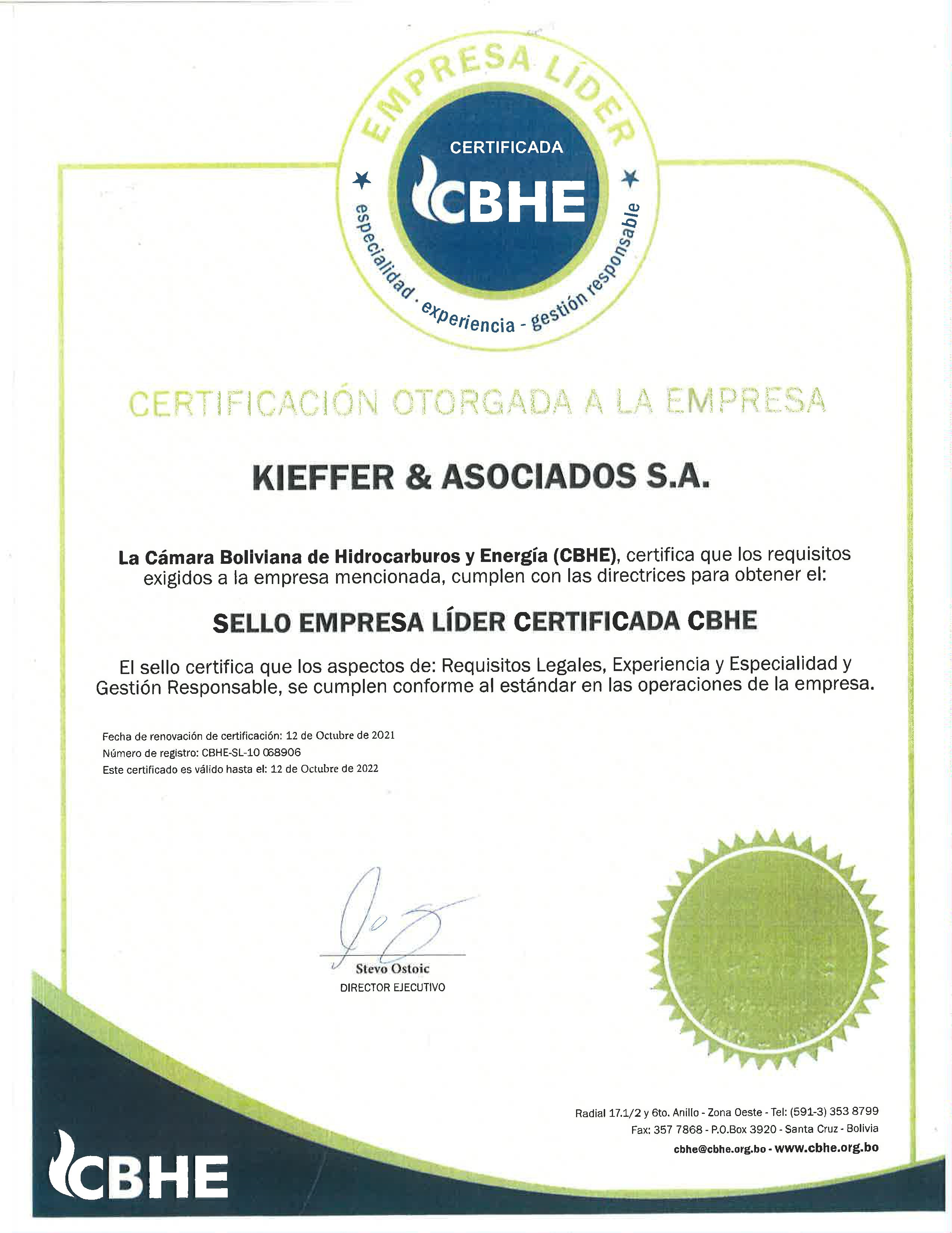 Certificado  de certificación